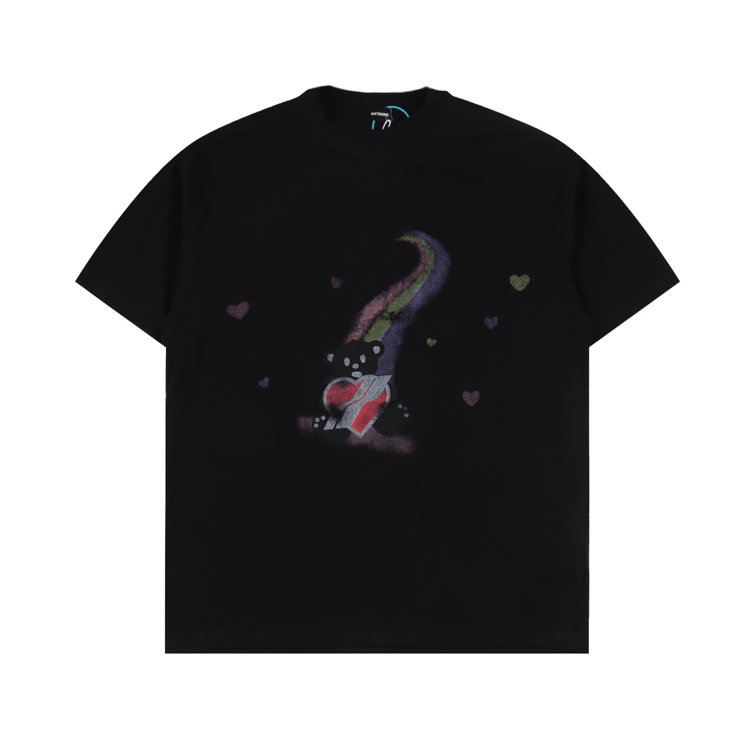 WE11DONE Rainbow Heart Bear Print Short Sleeve T-Shirt for Men and Women 3 o 1ip3ovtpolrv1gf516op1kho17qe1