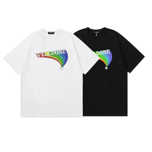 WE11DONE Rainbow Print Cotton T-Shirt Short Sleeve Unisex