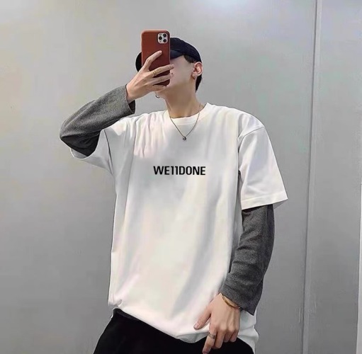 WE11DONE 25SS Logo Print Short Sleeve T-Shirt - Unisex Cotton Tee 1 WE11DONE 25SS Logo Print Short Sleeve T-Shirt - Unisex Cotton Tee
