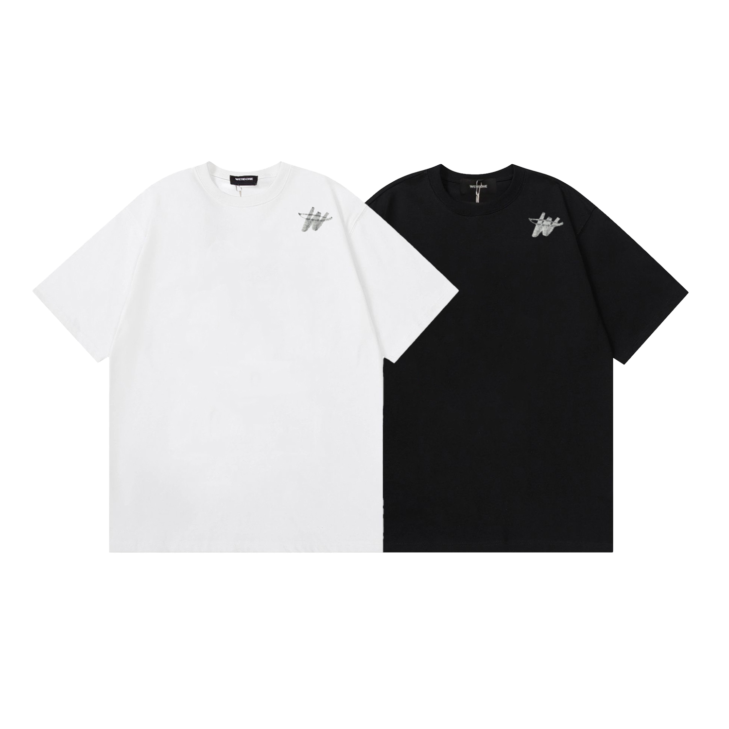 WE11DONE Unisex Cotton T-Shirt with W Letter Print - Black/White