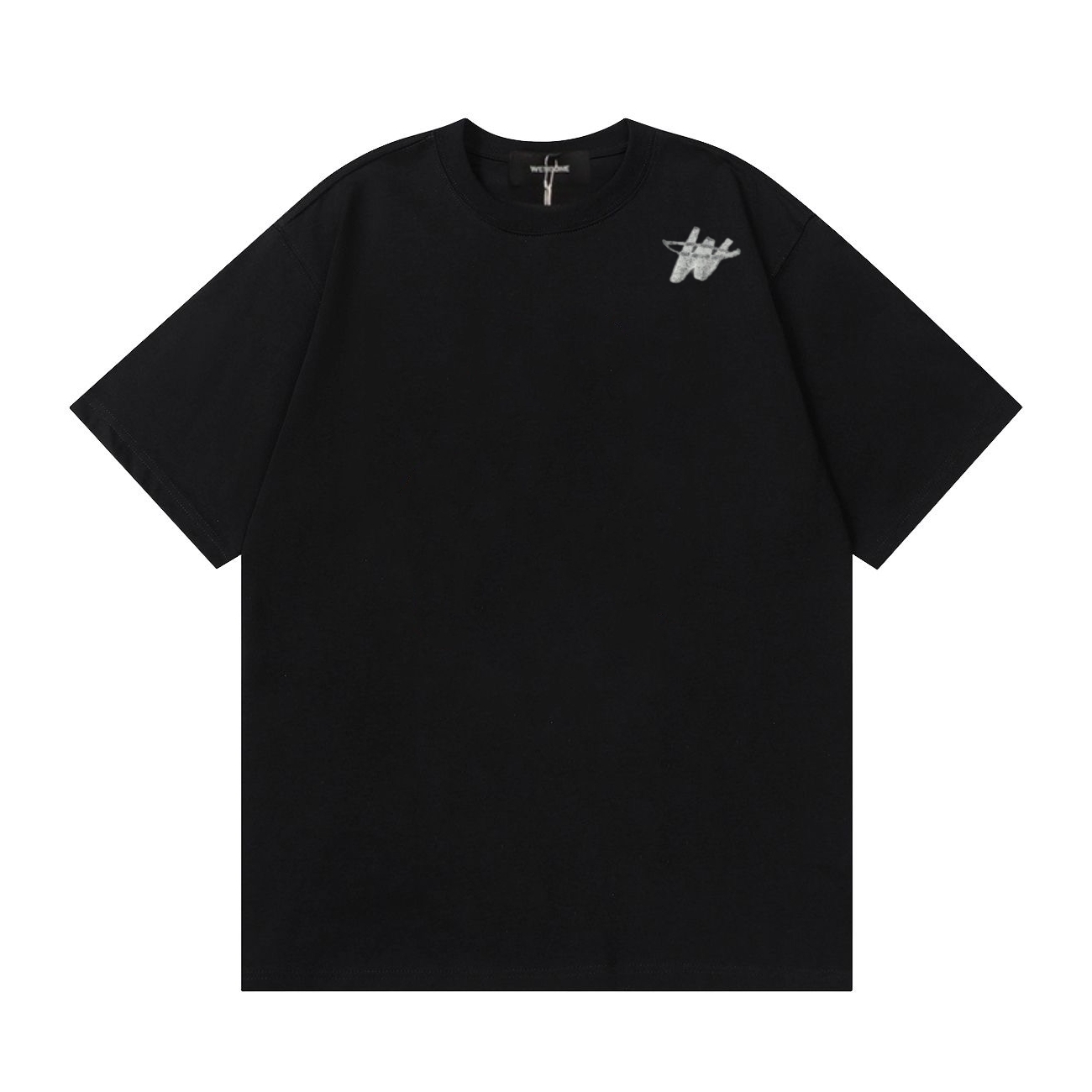 WE11DONE Unisex Cotton T-Shirt with W Letter Print - Black/White 3 o 1iqibdf1114pj11vi1dppmh21kub1