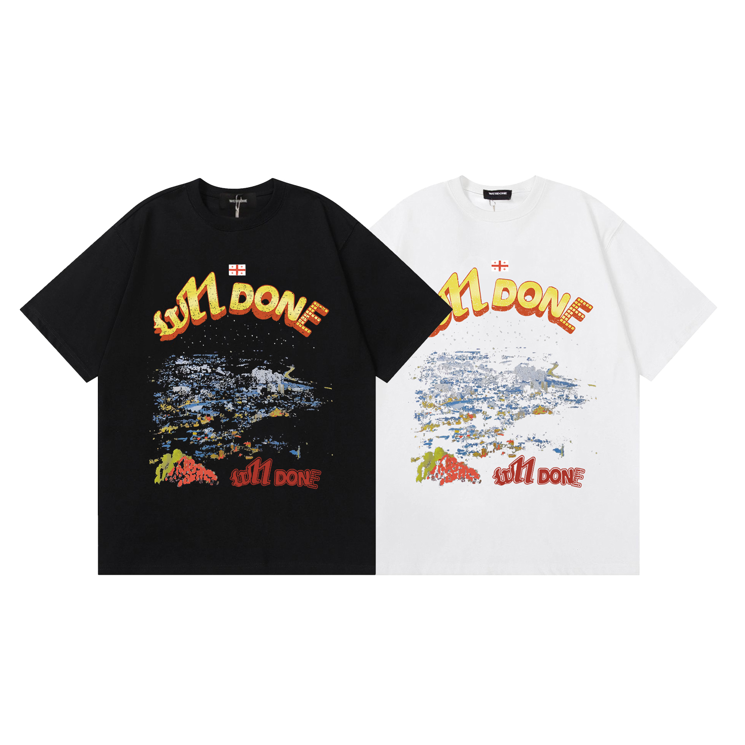 WE11DONE Camiseta de Manga Corta con Estampado Gráfico para Hombre y Mujer