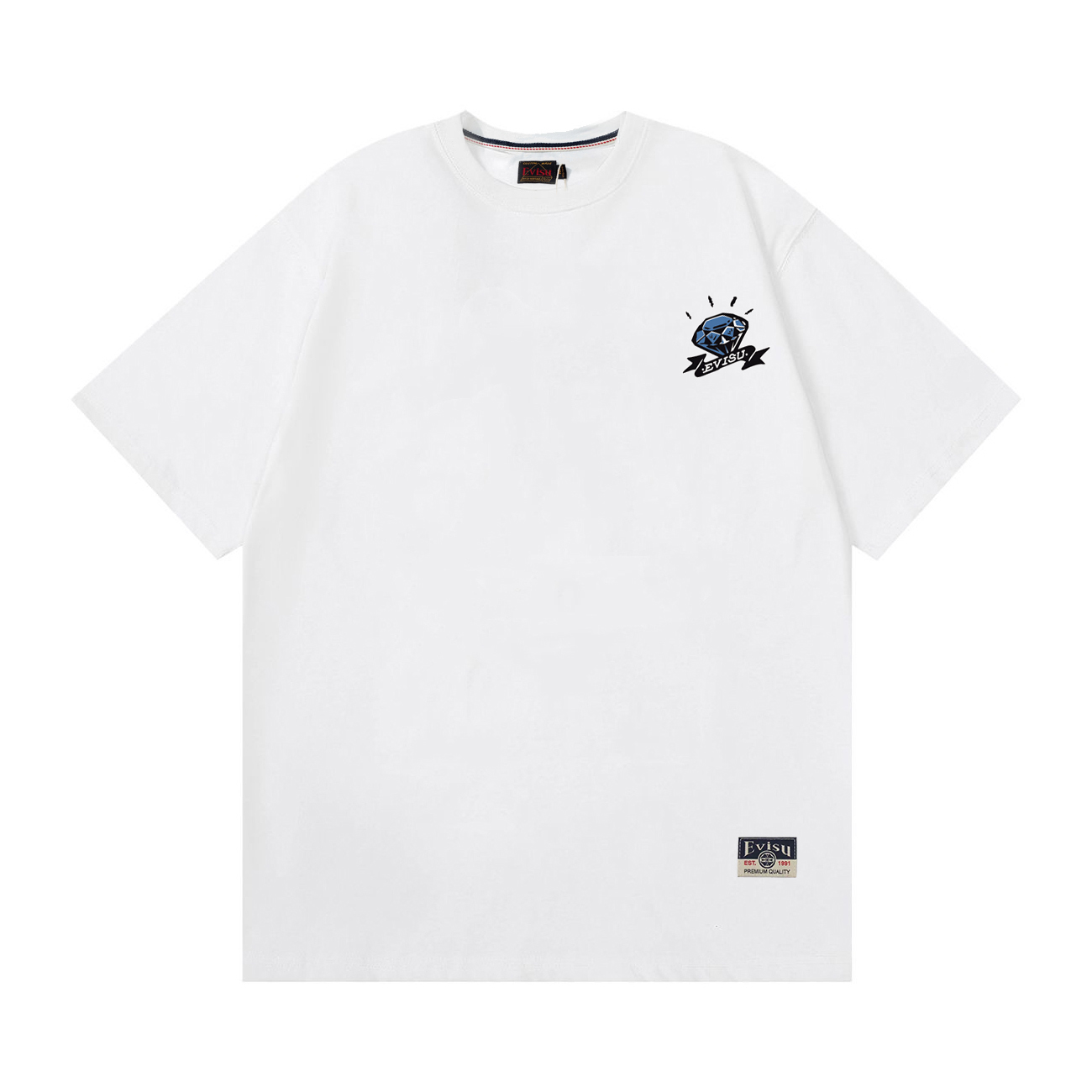 EVISU Camiseta Estampada de Algodón para Hombre y Mujer - Diseño Casual 3 o 1itui9ebpajc7b9qhl1iqi1a8r0