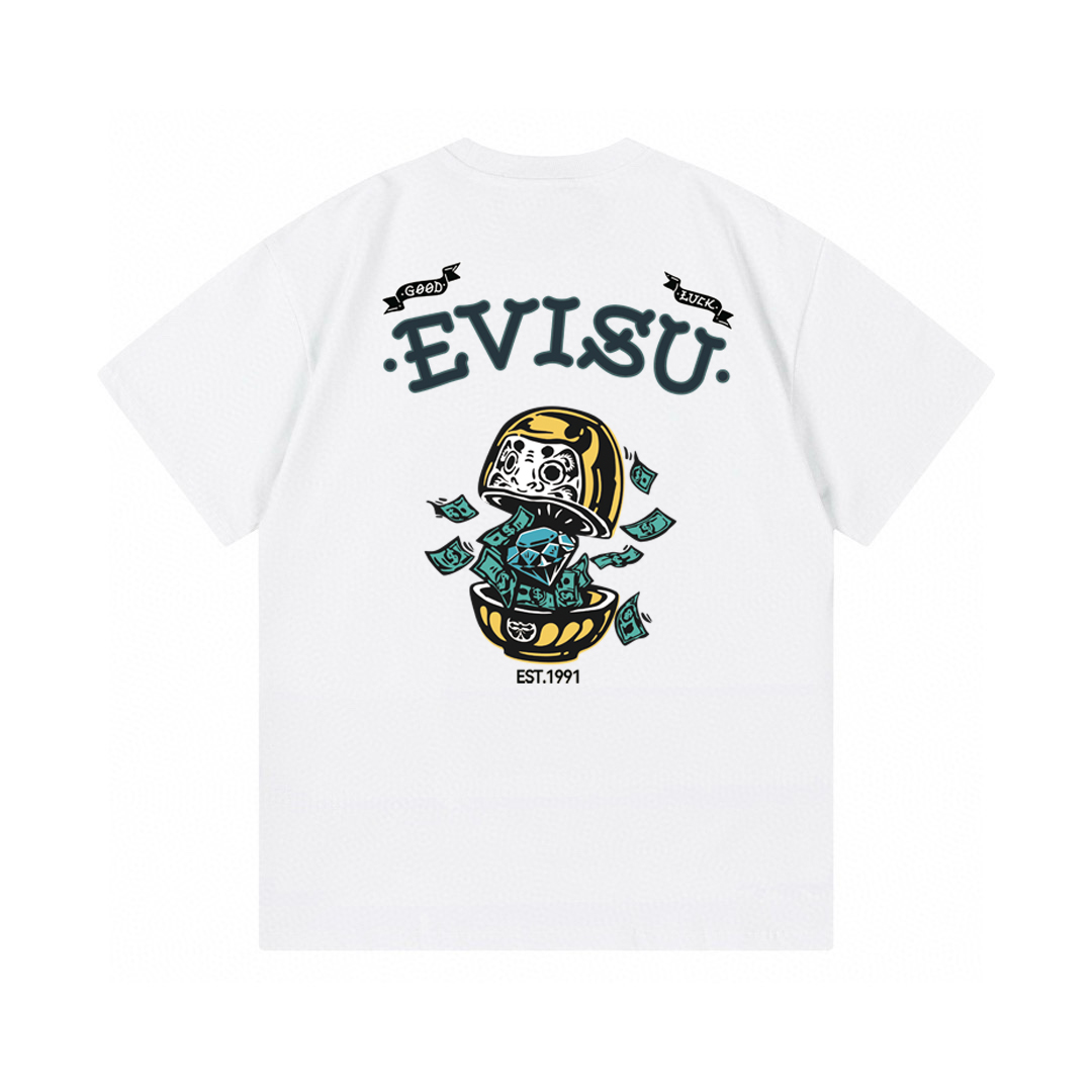 EVISU Camiseta Estampada de Algodón para Hombre y Mujer - Diseño Casual 4 o 1itui9hr812amm8h107n6usbcj1