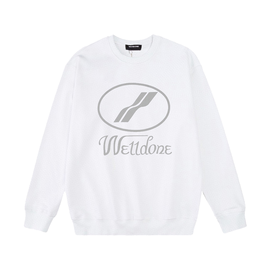 W886#P90💰
▪️WE11DONE  -新款 反光字体 印花高街潮牌美式宽松圆领卫衣男女情侣款

▪️Size：XS、S、M、L

▪️Color：黑色、白色

高版本重磅420g纯棉毛圈面料，配置齐全，全套定制的YUAN版辅料，包装袋原版标签，每个款的编码颜色都和实物对应，原版主唛➕We11吊牌➕防伪洗水唛➕防盗扣➕新款We11包装袋。 妥妥的高版本长袖卫衣。纹理清晰，质感满满，同缸定染1&times;1无色差精密纯棉螺纹，层搭叠穿，自留好货，强烈推荐~所有的辅料全部原版定制，百分百重工好货，精工立体裁剪，宽松的版型，强烈推荐~