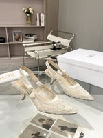 Dior Shoes High Heel Pumps Sandals Sellers Online
 Embroidery Genuine Leather Sheepskin Spring/Summer Collection Oblique