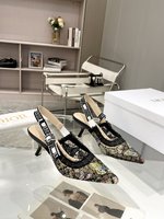 Dior Shoes High Heel Pumps Sandals Embroidery Genuine Leather Sheepskin Spring/Summer Collection Oblique