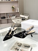 Dior Shoes High Heel Pumps Sandals Supplier in China
 Embroidery Genuine Leather Sheepskin Spring/Summer Collection Oblique