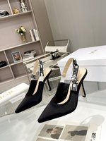 Dior Shoes High Heel Pumps Sandals Online Sales
 Embroidery Genuine Leather Sheepskin Spring/Summer Collection Oblique