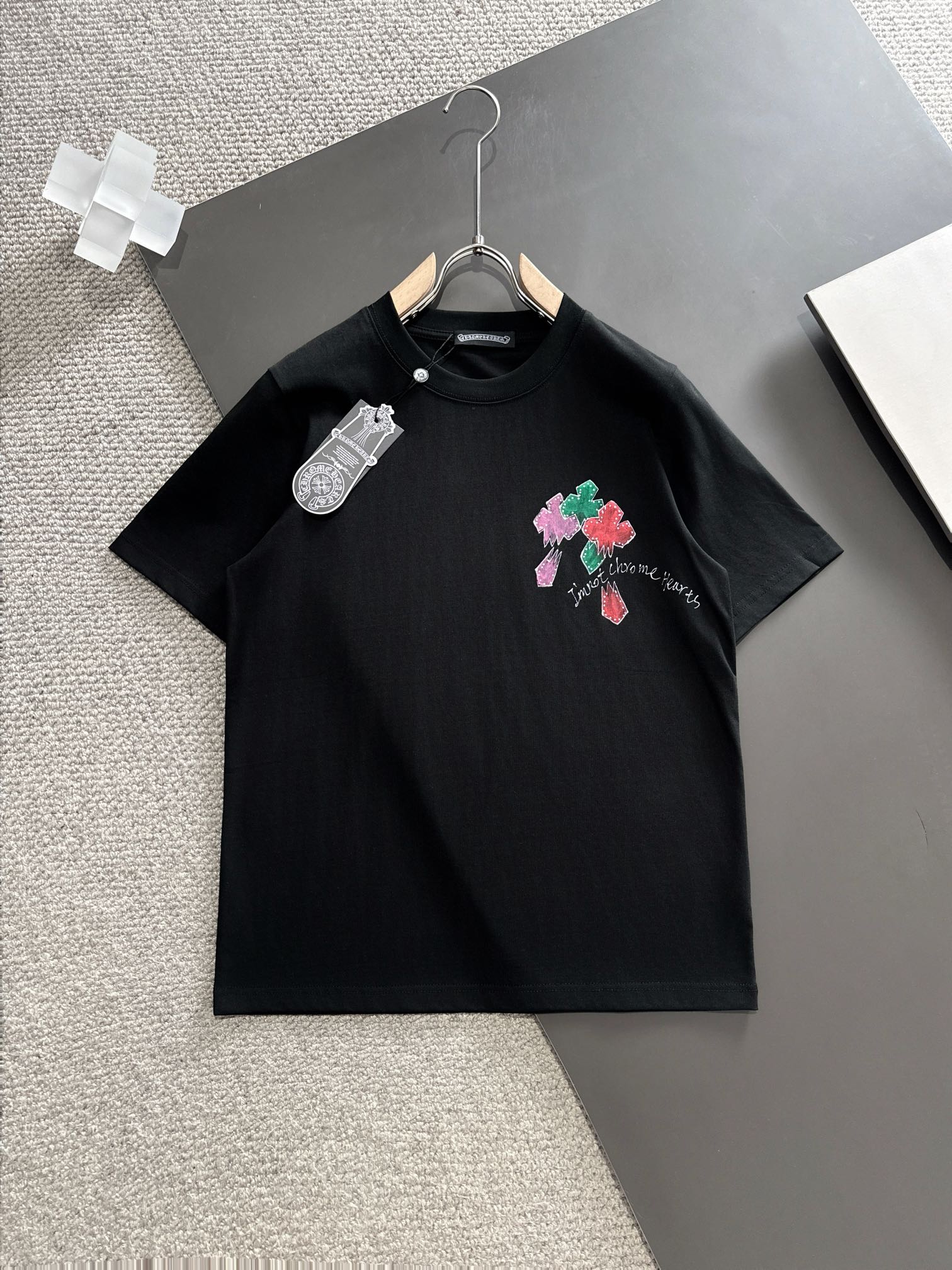 Chrome Hearts Clothing T-Shirt Black White Spring/Summer Collection Fashion Short Sleeve
