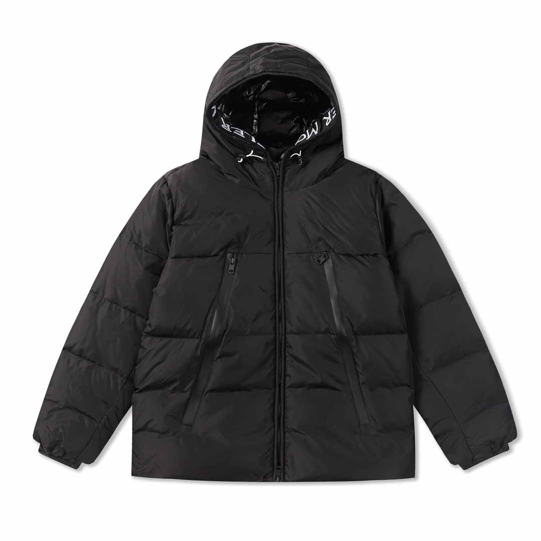 Moncler AAA
 Clothing Down Jacket Black White Embroidery Down Nylon Duck Hooded Top