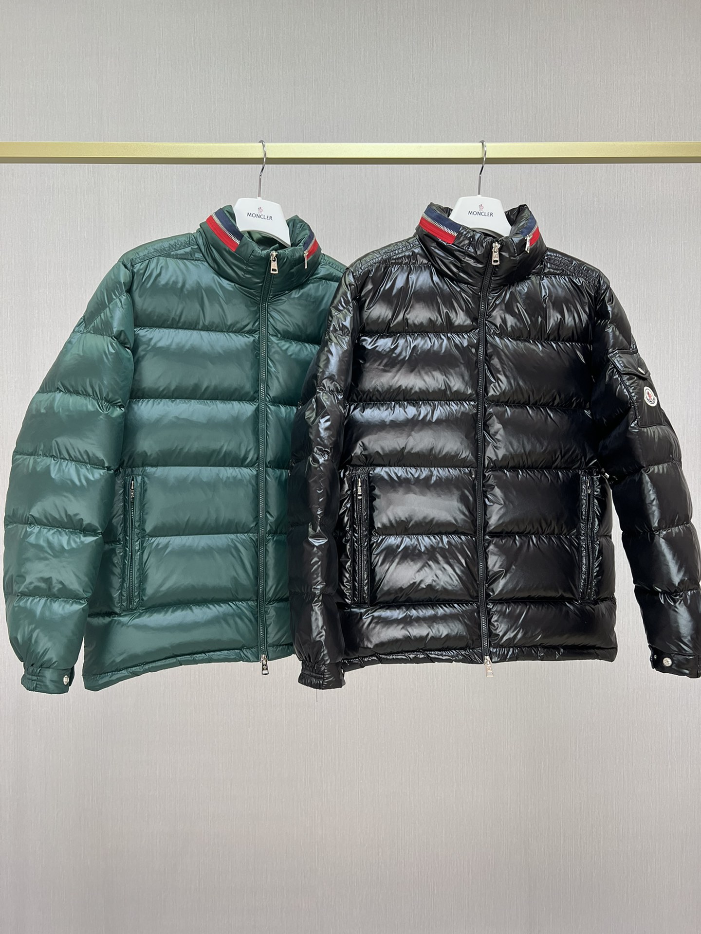 Moncler Ropa Abrigos y chaquetas Chaqueta de plumón Negro Verde Hombres Poliéster