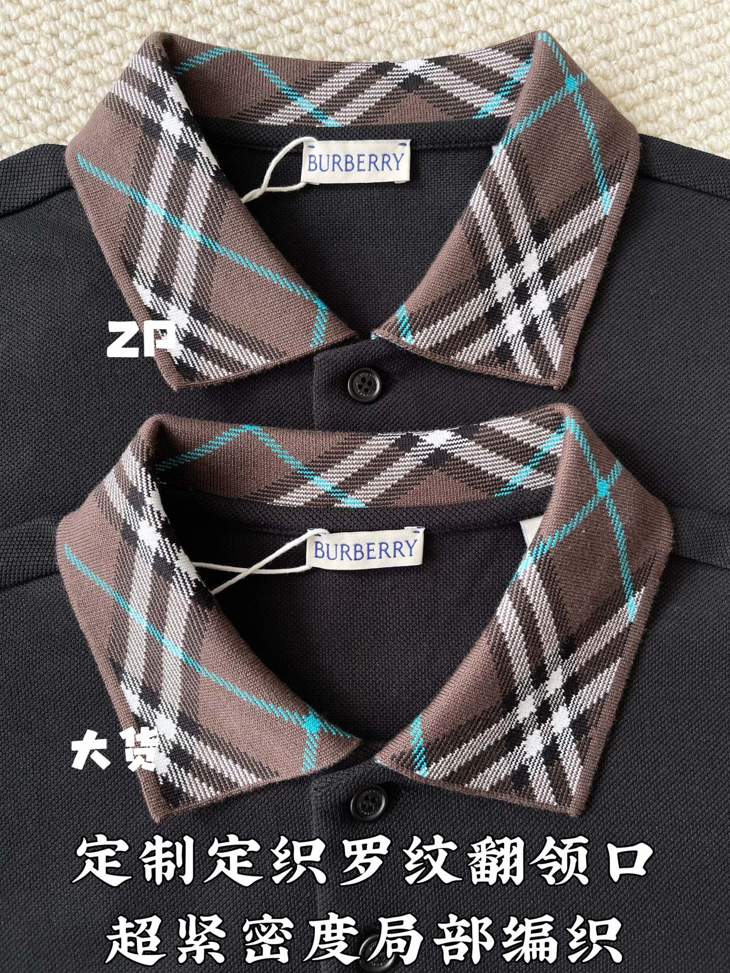 버버리 클래식 체크 넥라인 남성 반팔 폴로셔츠 상세 이미지 4