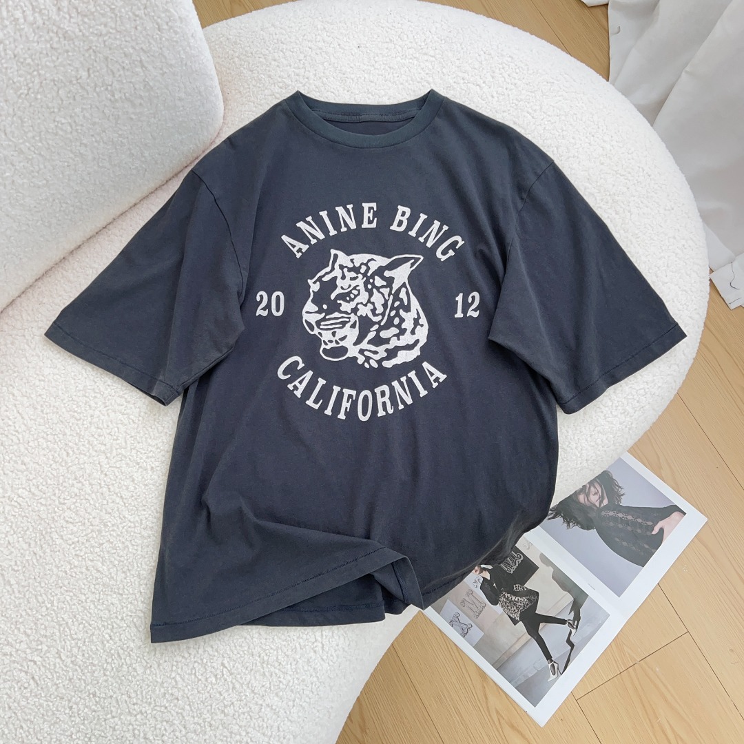 NO:331281,ANINEBIN* 2025 Summer New Style Niche Design American Retro Aged Printed Round Neck Short Sleeve T-shirt, Same Model for Men and Women Size SML, T-shirt,tees, t-shirt,alexander wang19860909ANINEBIN* 2025 夏季新款 小众设计美式复古做旧印花圆领短袖T恤,男女同款 码数SML,,T-shirt,tees，t-shirt,alexander wang,Women's clothing