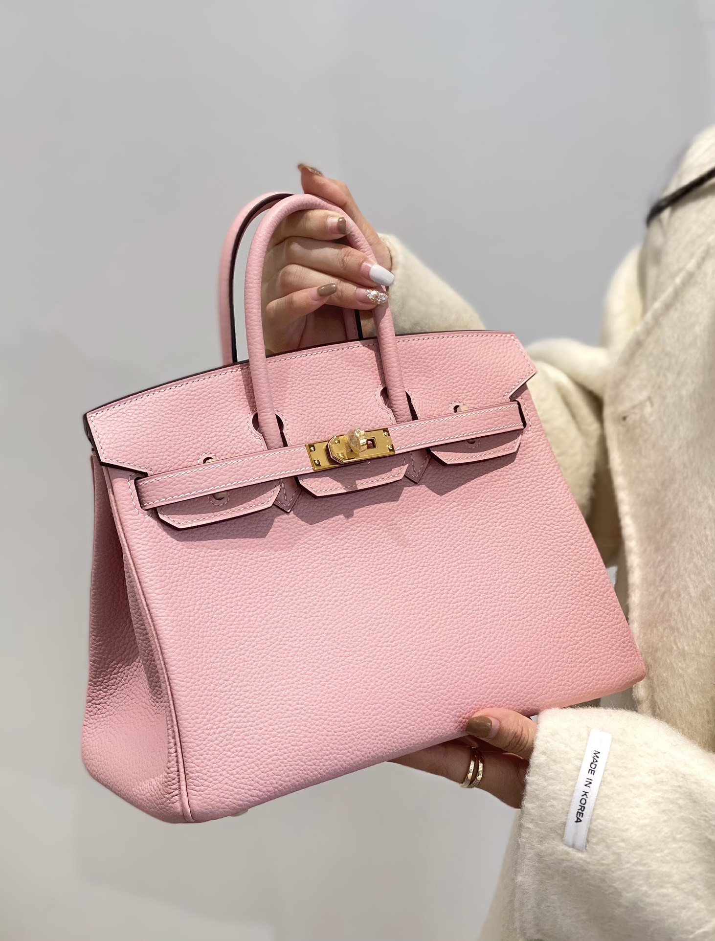 𝗛𝗲𝗿𝗺𝗲𝘀🐎 𝑩𝒌/𝑩𝒊𝒓𝒌𝒊𝒏 Birkin 𝑻𝒐𝒈𝒐 piel de becerro granulada tamaño 𝟮𝟱𝑪𝒎 hebilla dorada rosa batido _…