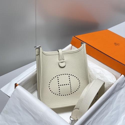 Hermes Mini Evelyne Togo Leather Shoulder Bag - Milkshake White 1 Hermes Mini Evelyne Togo Leather Shoulder Bag - Milkshake White