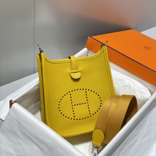 HERMÈS Mini Evelyne Amber Yellow Togo Leather Crossbody Bag 1 HERMES Mini Evelyne Crossbody Bag in Amber Yellow Togo Leather