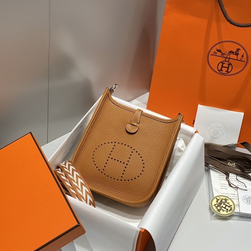 HERMÈS Mini Evelyne Gold Brown Togo Leather Shoulder Bag with Strap 1 HERMÈS Mini Evelyne Gold Brown Togo Leather Shoulder Bag with Strap