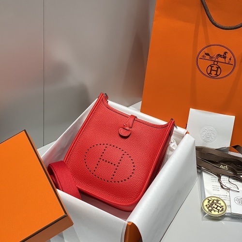HERMÈS Mini Evelyne Crossbody Bag - Chinese Red Togo Leather,18cm 1 HERMÈS Mini Evelyne Crossbody Bag - Chinese Red Togo Leather,18cm