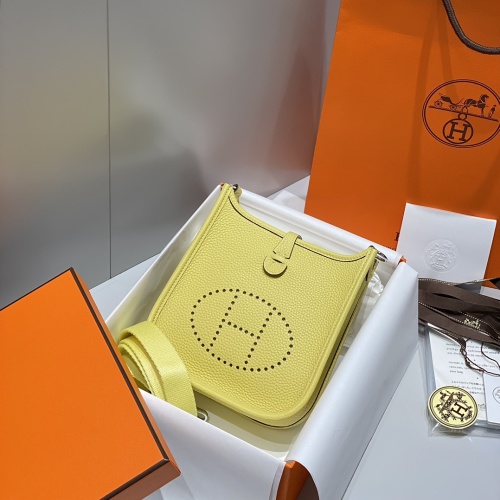 Hermes Mini Evelyne Bag, Yellow Togo Leather Crossbody with Shoulder Strap 1 Hermes Mini Evelyne Bag, Yellow Togo Leather Crossbody with Shoulder Strap