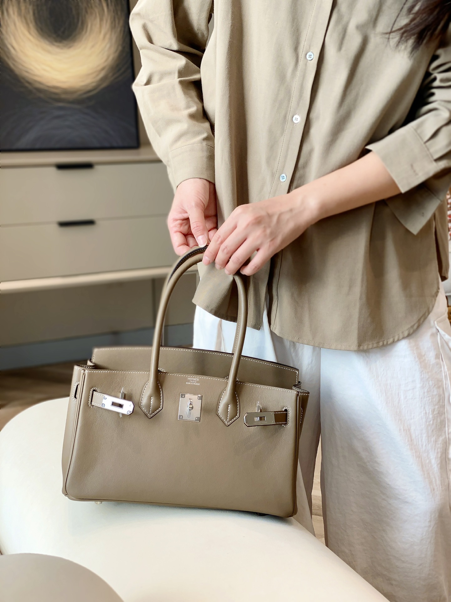 🐎Nuevo Shoulder Birkin Platino 29cm Piel Swift importada de fábrica original [Gris elefante] Hebilla plateada Foto de …