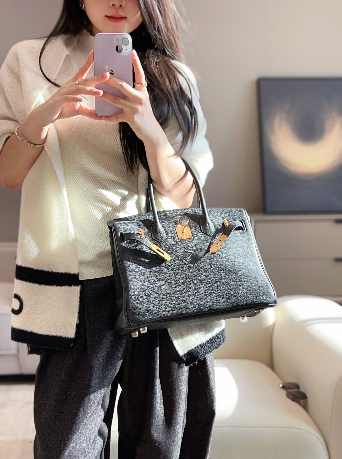𝐁𝐢𝐫𝐤𝐢𝐧 𝟑𝟎𝐜𝐦
黑金.

𝑻𝒐𝒈𝒐 小牛皮·手工制作
独家实拍💛
