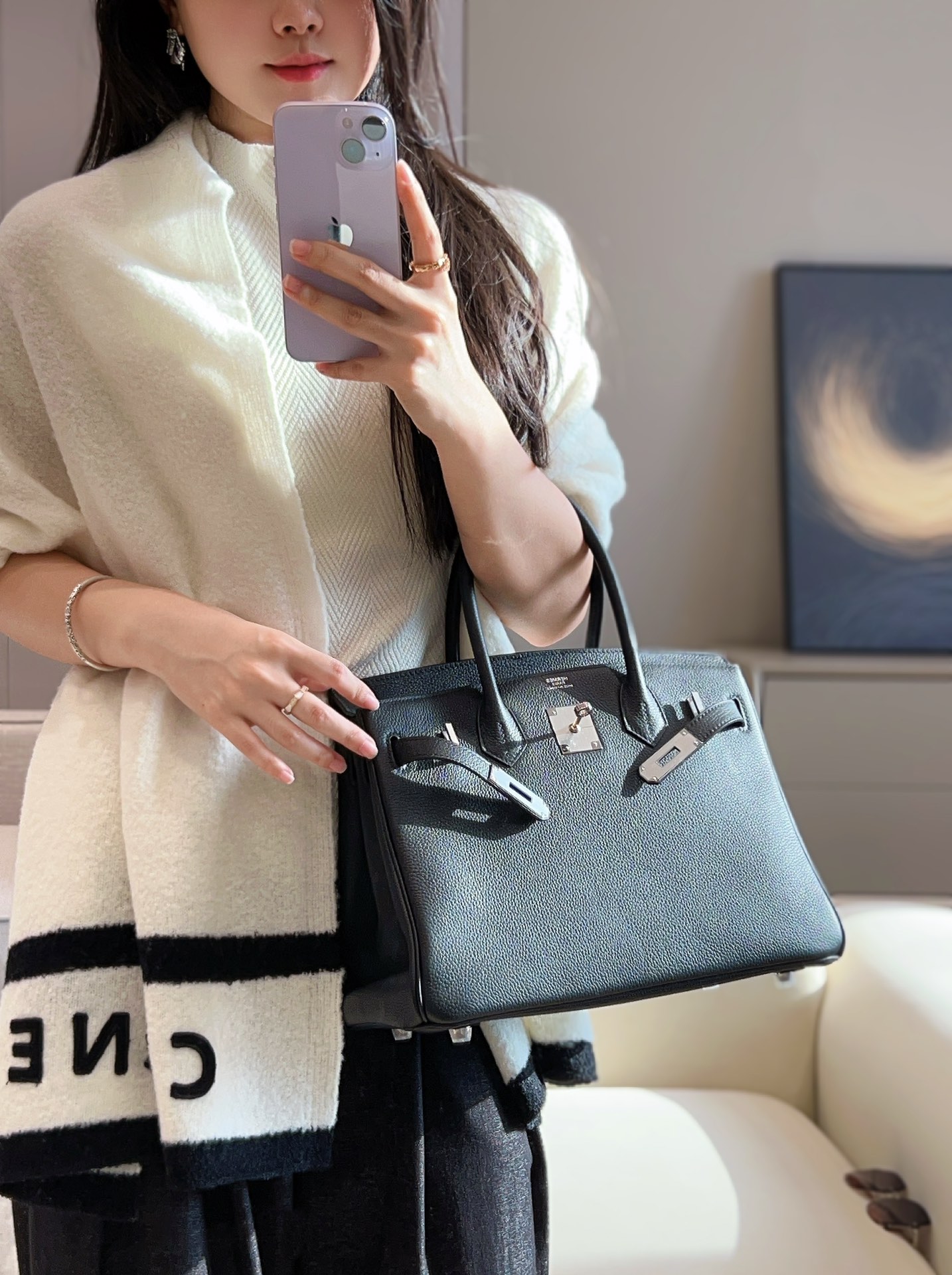𝐁𝐢𝐫𝐤𝐢𝐧 𝟑𝟎𝐜𝐦
黑银.

𝑻𝒐𝒈𝒐 小牛皮·手工制作
独家实拍💛
