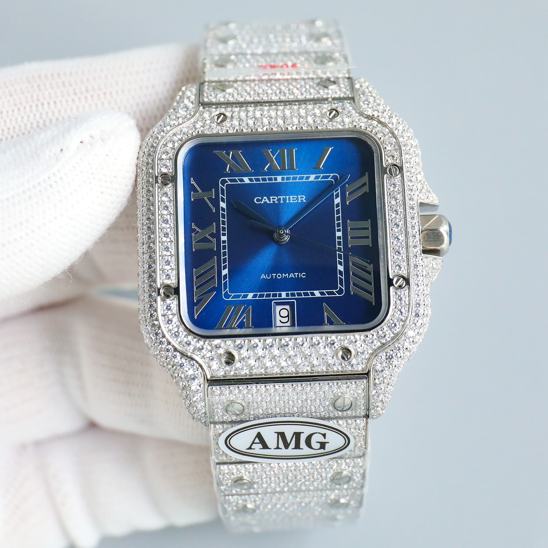 Cartier Orologio da Polso Blu Bianco Con diamanti 9015 Movement