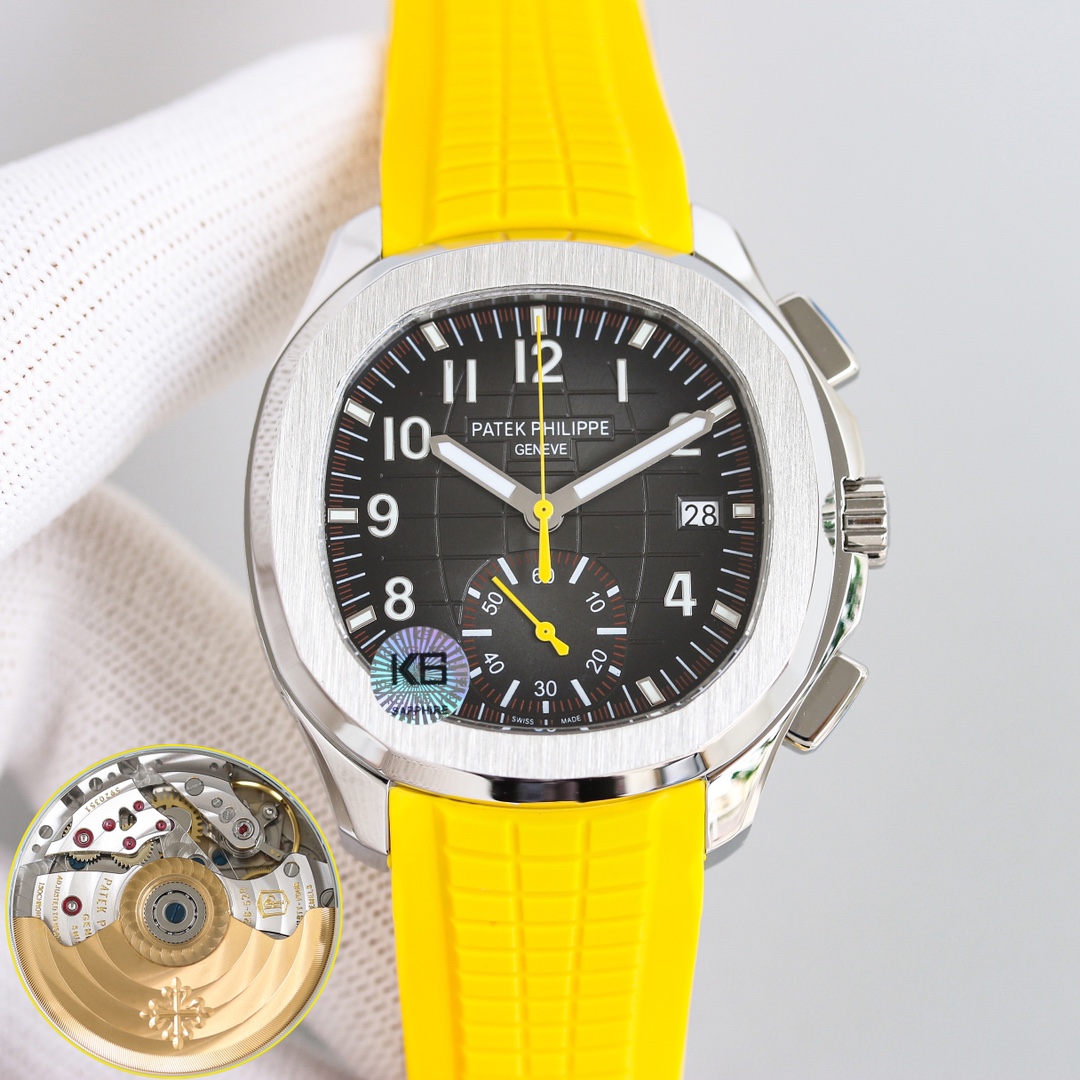 NO:143599,1500 without deck 1700 MMA Patek Philippe Aquanaut Series RB2 Grenade Series Watch Model 5968A-001) PP mm stainless steel case Chronograph hands, track scale accurate to quarter second, 60-minute accumulation timer In stainless steel case, rubber strap matches with a stylish and sunny sporty atmosphere, the case adopts the classic outline of a rounded octagonal bezel. The bezel is more delicate and refined after being chamfered and polished. The front is polished and the frosted lugs are slightly bent, showing a natural curve, making the watch more fitting to the wearer's wrist. Thickness 13mm The thinnest natural anti-sensitive rubber strap on the market. Refined recommendation for men's multi-function mechanical watch  Carefully create super real-life pictures for you, patek philippe19860909无甲板1500 加甲板1700 MMA 百达翡丽 Aquanaut系列 RB2 手雷系列 腕表型号5968A-001）PP 毫米不锈钢表壳 计时指针、精确至四分之一秒的外缘轨道式刻度、60 分钟累积计时器 以不锈钢材质的外壳,橡胶表带相搭,充满了时尚、阳光的运动气息,表壳采用了圆润的八角形表圈的经典轮廓,表圈经过倒角抛光处理之后更细腻精致,正面抛光,侧边磨砂处理的表耳略微弯曲,呈现出自然的弧度,将腕表更贴合于佩戴者腕间. 厚度13mm 市面最薄 天然防敏感橡胶表带 精致推荐男士多功能机械腕表 为你精心打造超真实实物图拍摄,,patek philippe,Watch