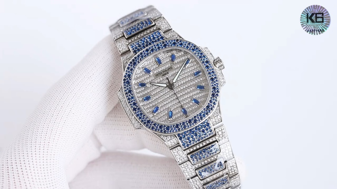 Patek Philippe Watch Blue Green Platinum Red Rose Gold White Set With Diamonds Women Mechanical Movement