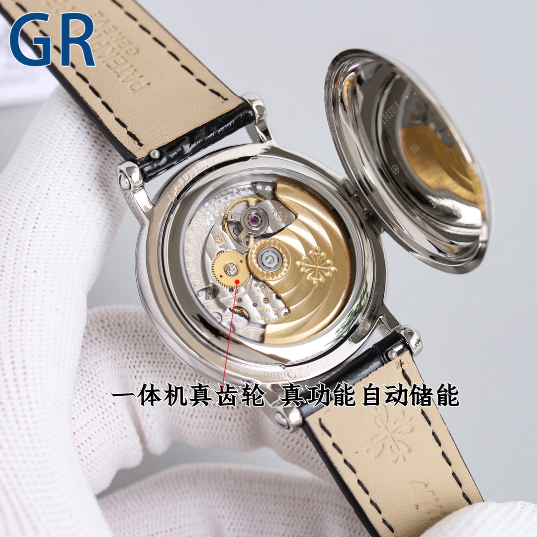 GR新品PATEKPHILIPPE百达翡丽一体式超薄独特定做机芯采用真齿轮️自动储备动能超长待机火爆全网