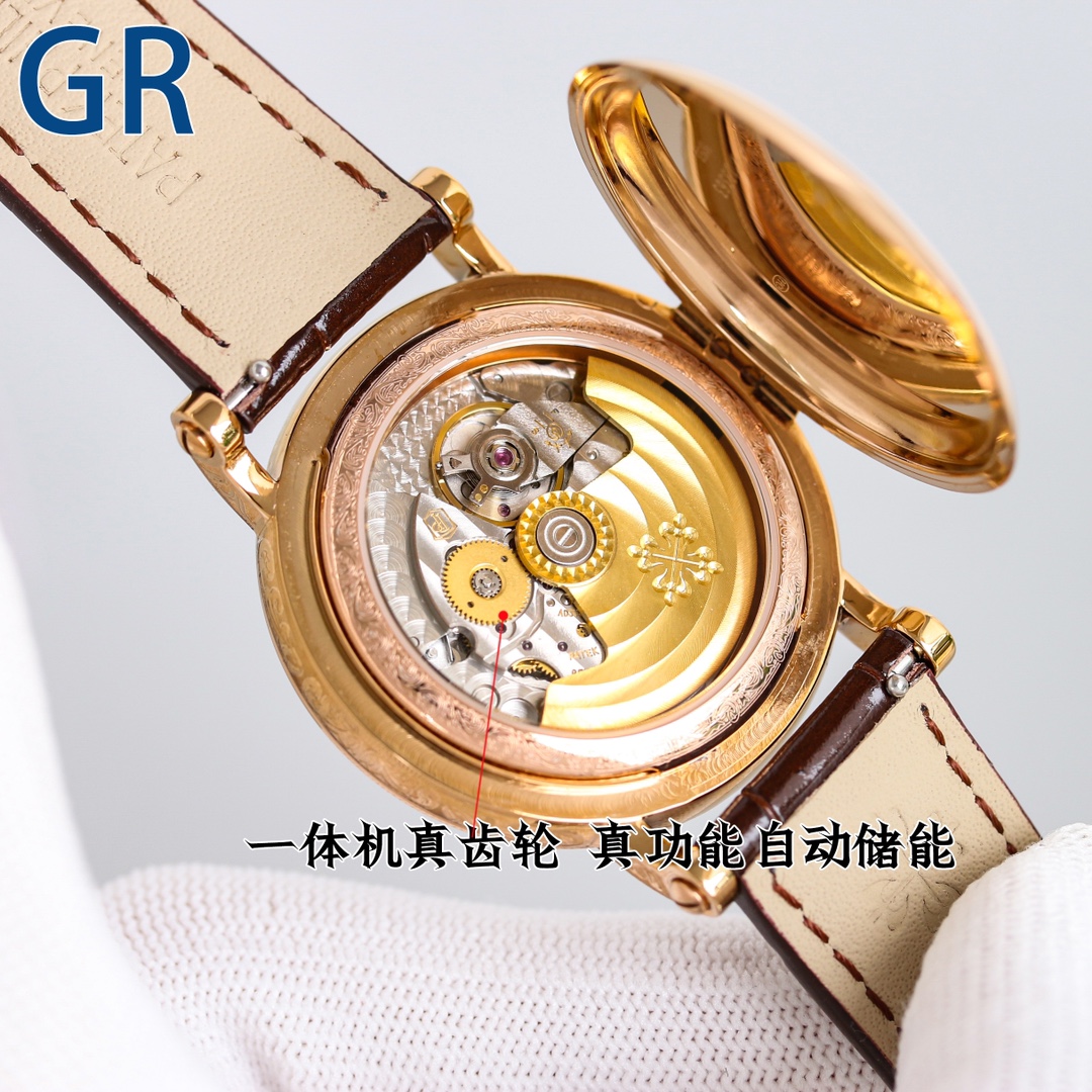 GR新品PATEKPHILIPPE百达翡丽一体式超薄独特定做机芯采用真齿轮️自动储备动能超长待机火爆全网