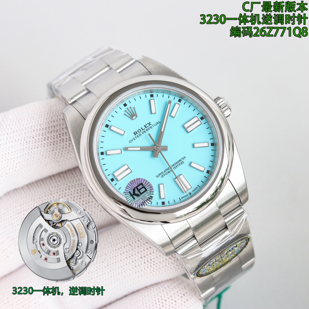 Rolex Oyster Perpetual Date Watch Blue Denim Engraving Mechanical Movement