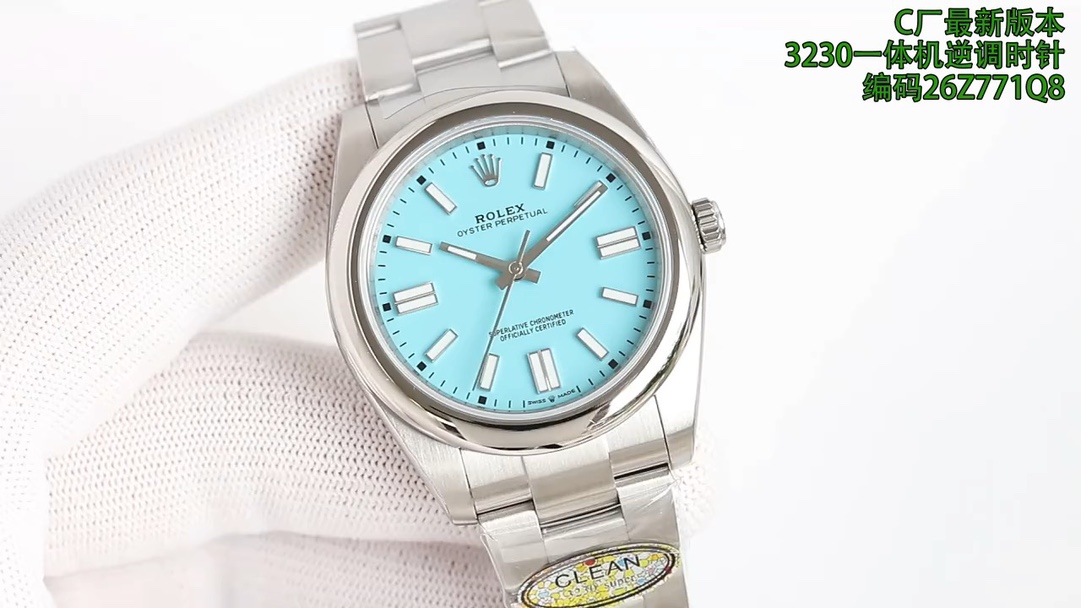 Rolex Oyster Perpetual Date Watch Blue Denim Engraving Mechanical Movement