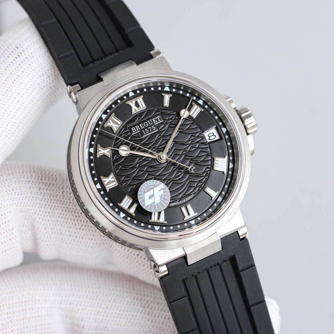 Breguet Marine steel case, blue bezel, blue dial, blue rubber strap 40mm Men's Automatic