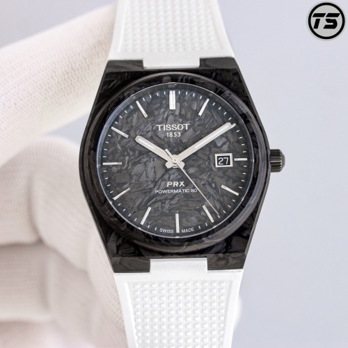 Tissot PRX Powermatic 80 Black Carbon Fiber Dial White Rubber Strap Watch 26 Tissot PRX Powermatic 80 Black Carbon Fiber Dial White Rubber Strap Watch