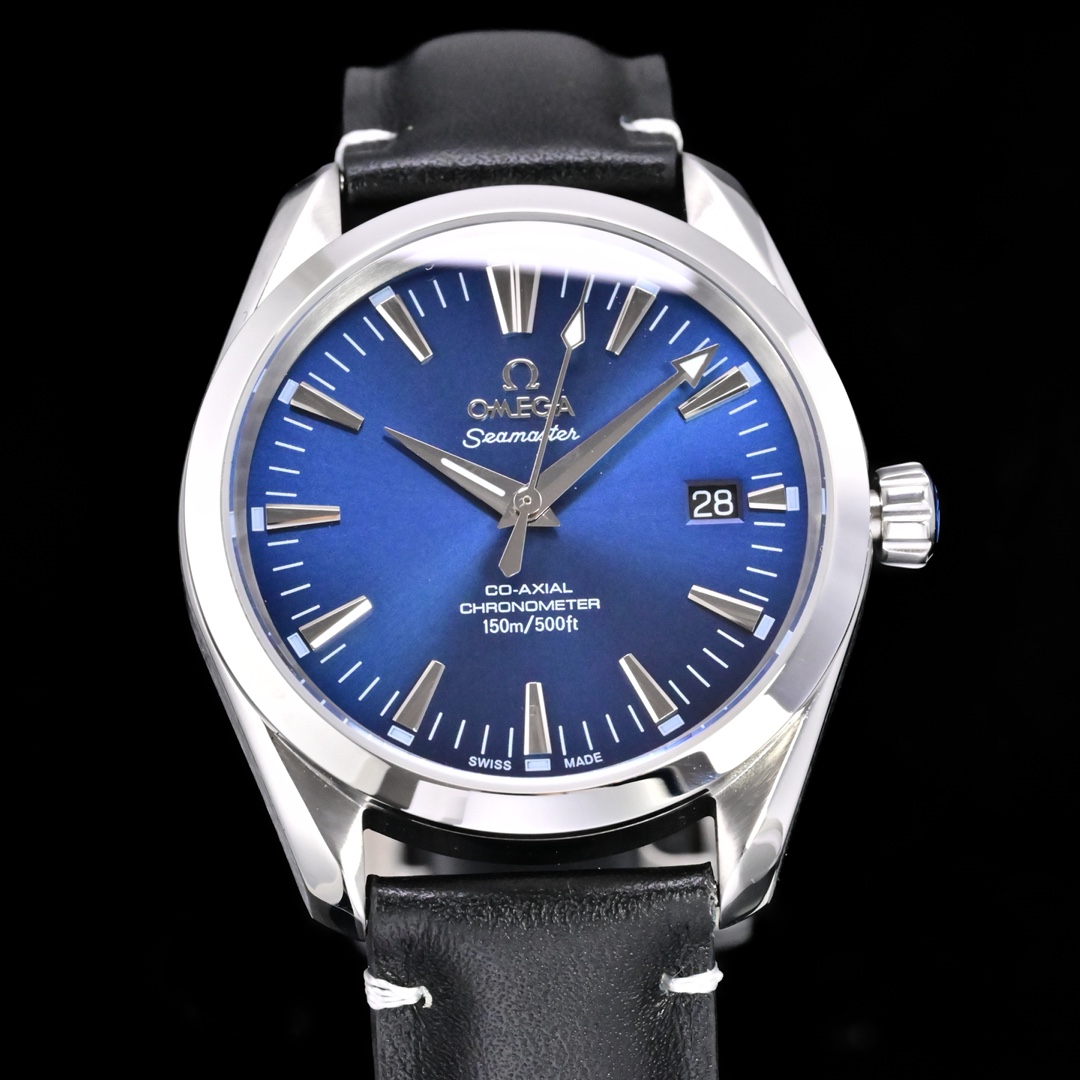 Omega Seamaster Aqua Terra 150M blue dial, silver case, black strap 39mm Men's Automatic