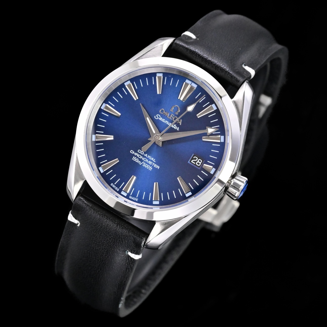 Omega Seamaster Aqua Terra 150M blue dial, silver case, black strap 39mm Men's Automatic