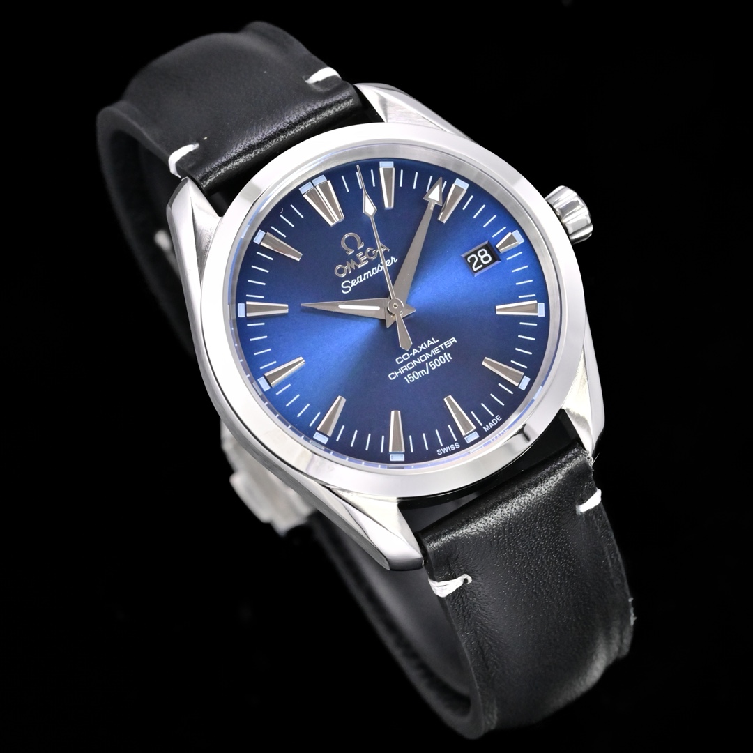 Omega Seamaster Aqua Terra 150M blue dial, silver case, black strap 39mm Men's Automatic