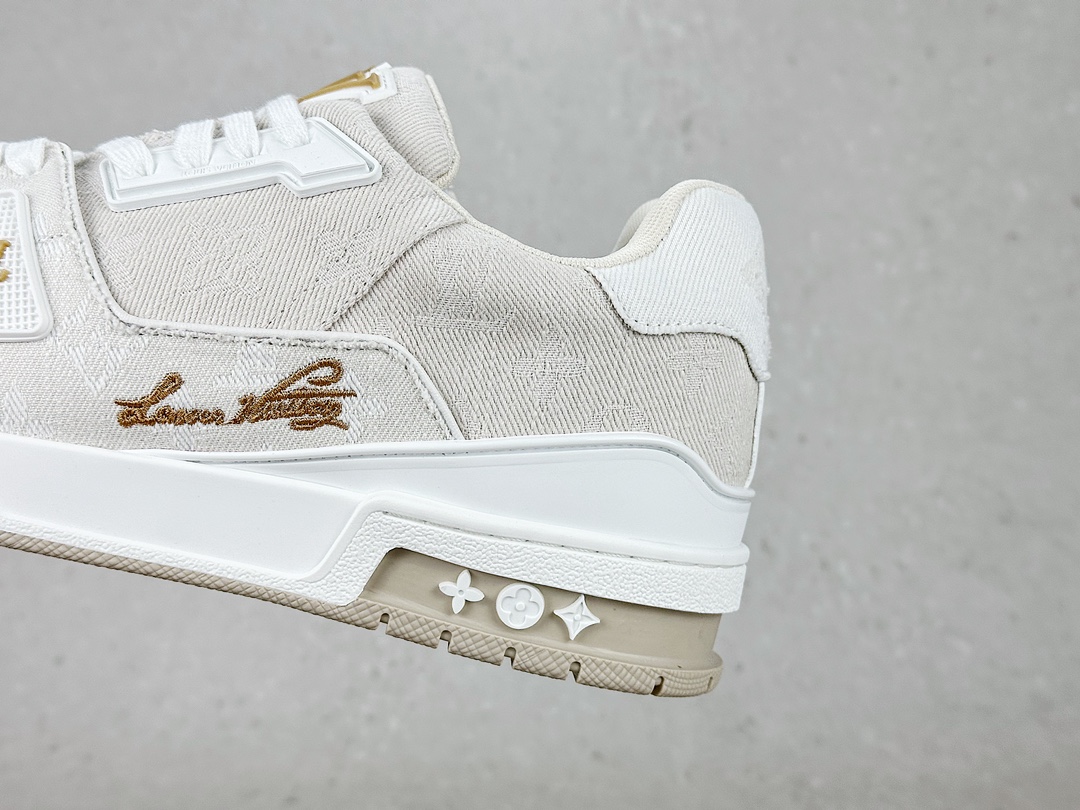 LV sports low-top sneakers beige French Paris century-old luxury brand LVLouis Vuitton Trainer Sneaker Low sports series low-top sneakers