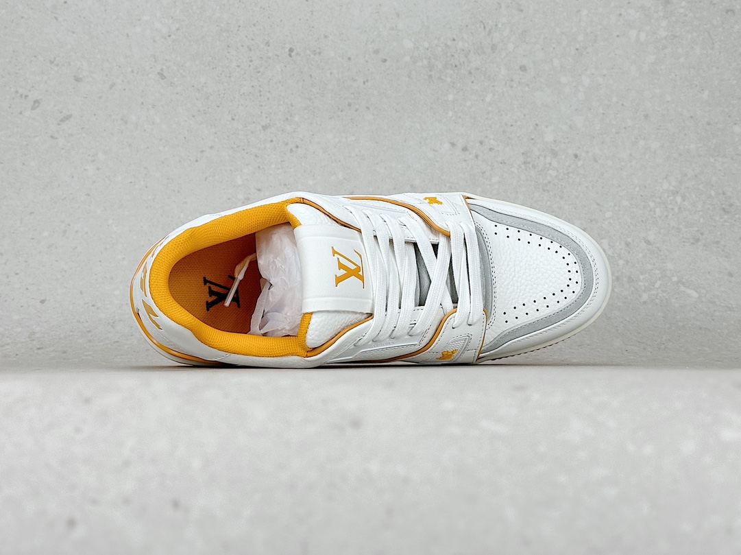 Guangdong top pure original LV sports low-top sneakers white orange France Paris century-old luxury brand LVLouis Vuitton Trainer Sneaker Low sports