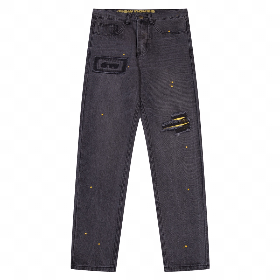 Drew House Distressed Denim Jeans Streetwear Fashionable Style