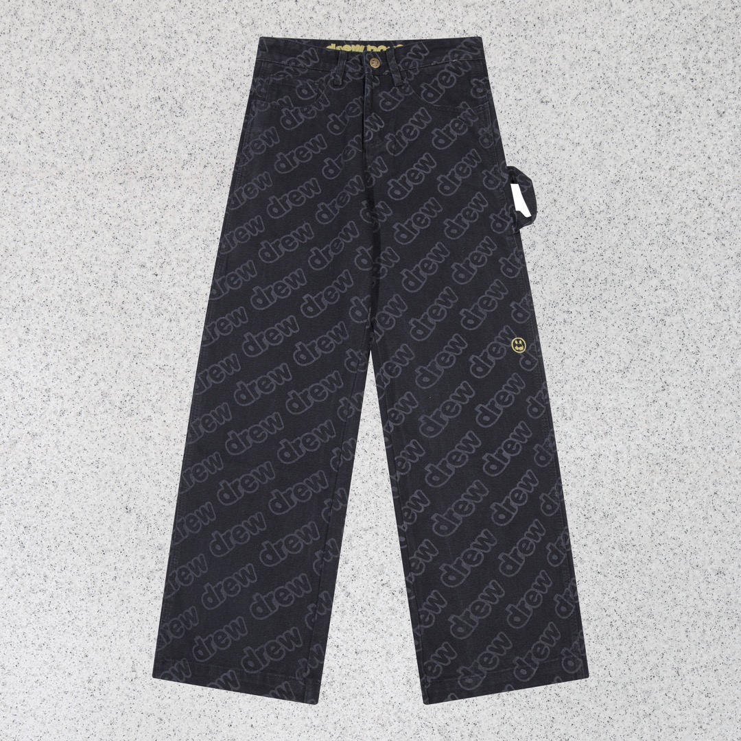 Model number: H546 DREW HOUSE JUSTIN Drew same style smiley high street washed full print jeans Drew black. W…