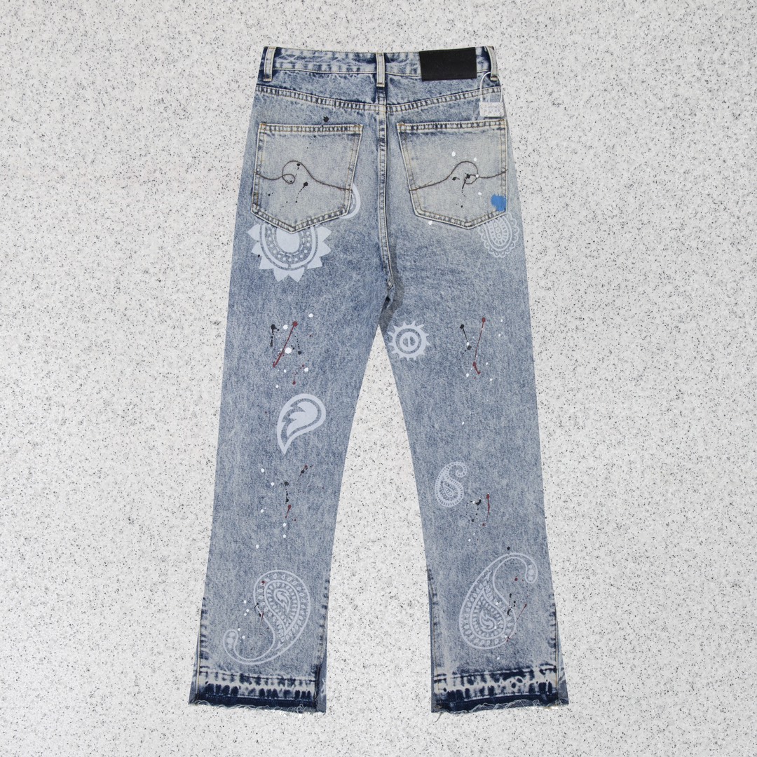 Vintage Wash Denim Jeans with Paisley Print and Split Hem - Slim Fit 3 i1726121705 9987 8
