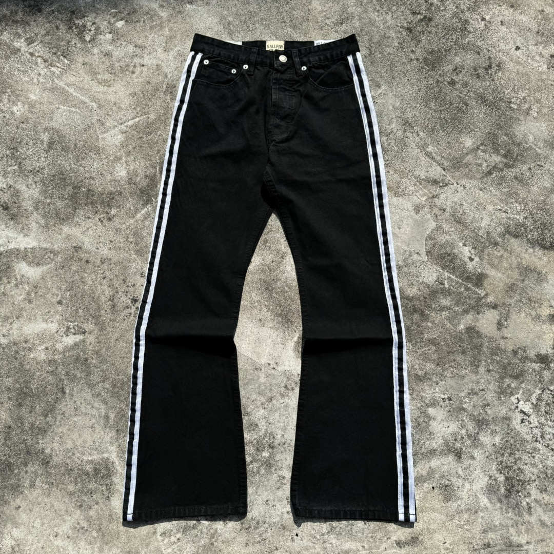 Gallery Dept. SS23 Black Flare Jeans With White Stripes - Unisex