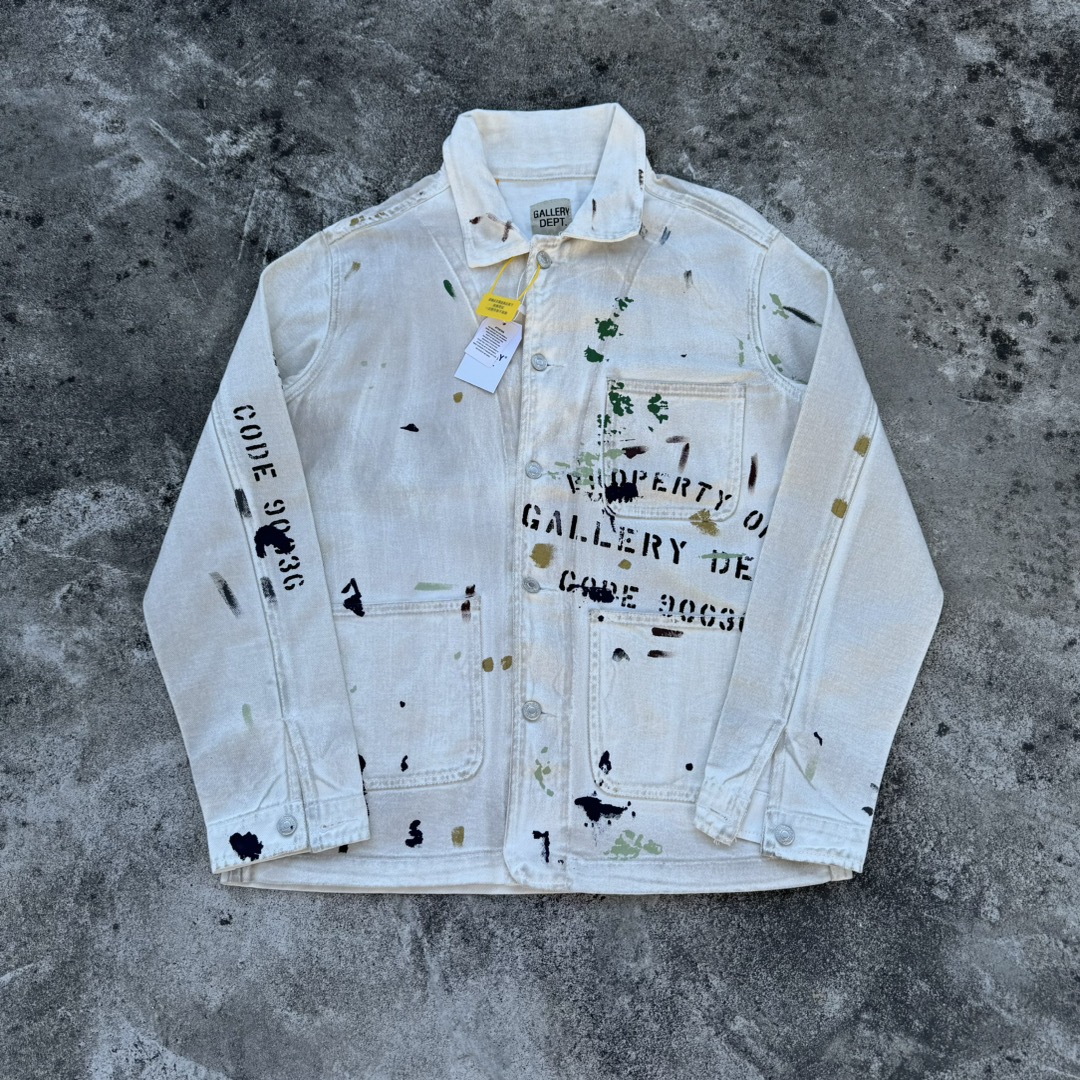 Modelo: H672 Gallery Dept. FW24 Chaqueta casual de cuello cuadrado y botones, unisex, herrajes y lavado origi…