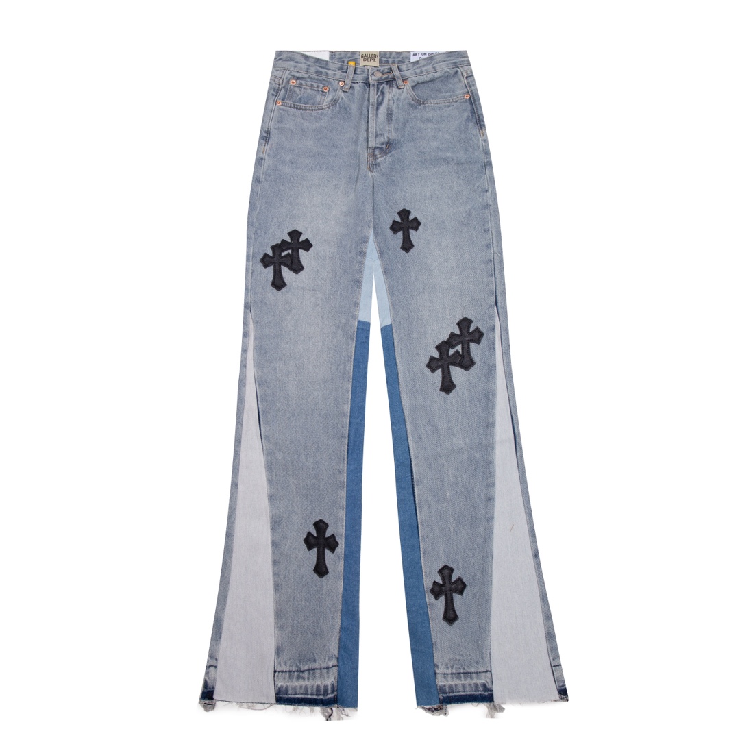 Gallery Dept. Cross Patchwork Jeans - Vintage Wash Denim, Relaxed Fit