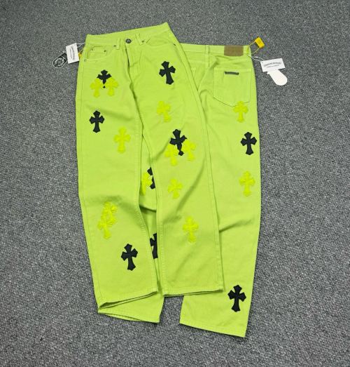 Chrome Hearts x Drake Miami Green Jeans - Unique Cross Design 1 Chrome Hearts x Drake Miami Green Jeans - Unique Cross Design