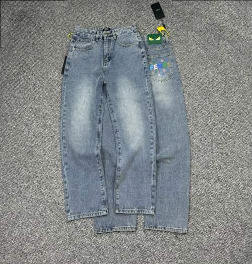 Fendi Monster Logo Denim Jeans, Slim Fit, Gray Wash, Limited Edition 1 Fendi Monster Logo Denim Jeans, Slim Fit, Gray Wash, Limited Edition