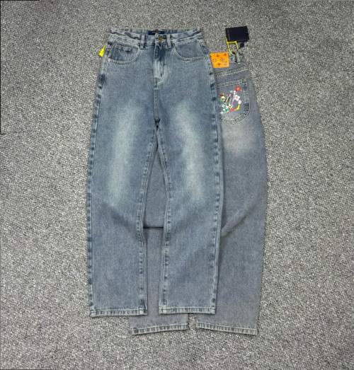 Louis Vuitton 25Fw Floral Logo Jeans - Stylish High Street Fashion